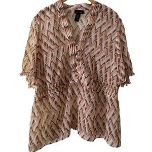 Lane Bryant Brown & Pinkish Semi Sheer Top 22/24